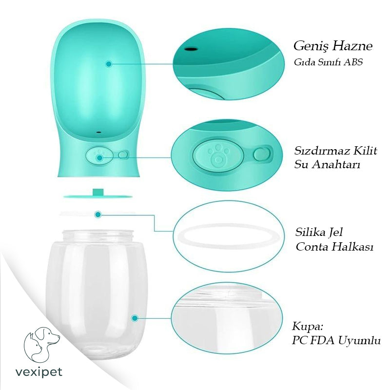 Taşınabilir Kedi & Köpek Su Matarası